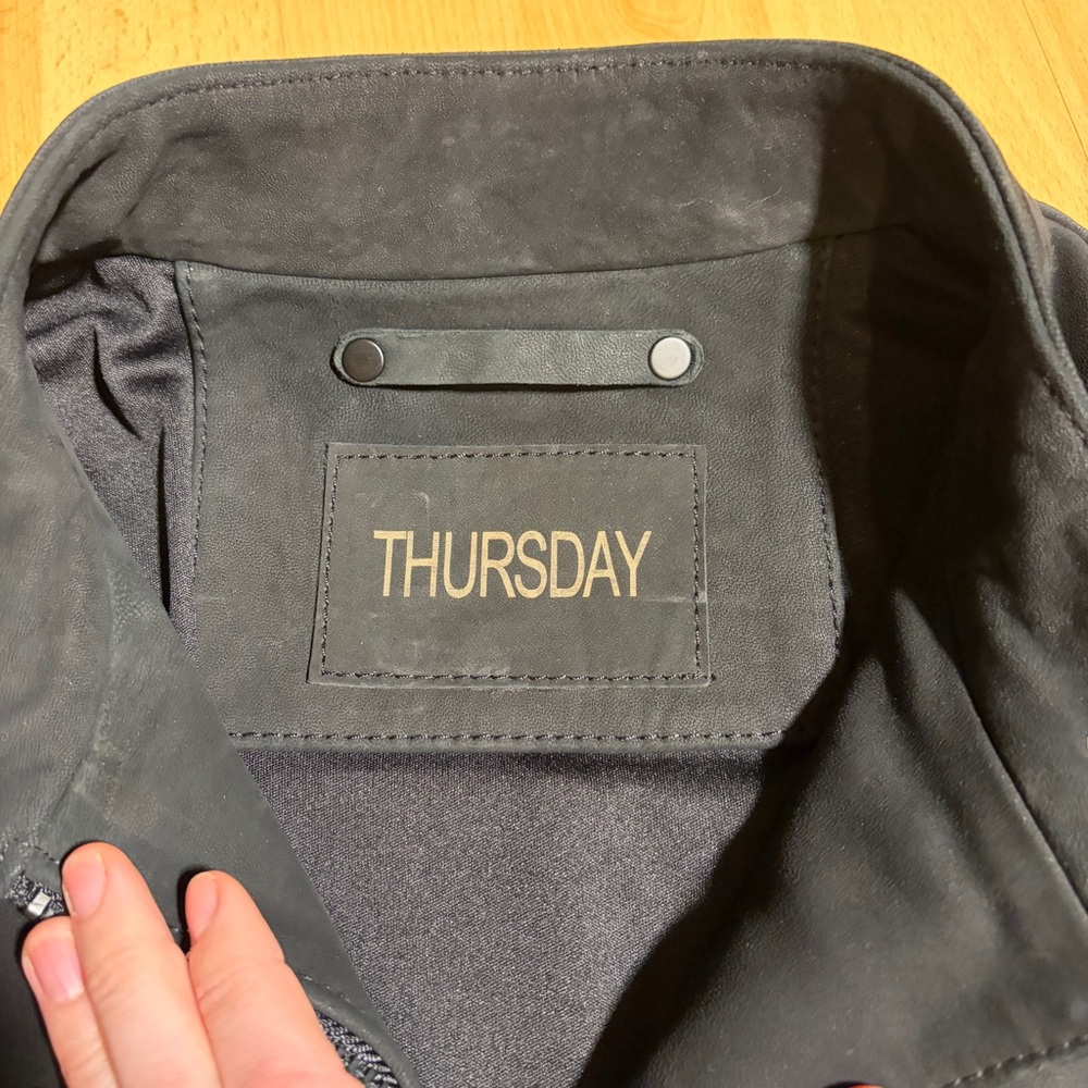 NWT Thursday Boot Company Women's Matte Black Lamb Leather Racer Jacket Medium - Picture 7 of 16